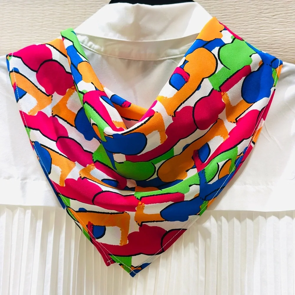 NWT SILKLETTE ‘Conversations’ 100% Fine Silk Kerchief Scarf MULTICOLOR